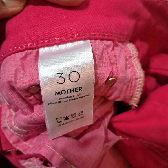 Mother The Insider High Rise Crop Step Fray Bootcut Jeans in Raspberry Sorbet 30 - Picture 8 of 15